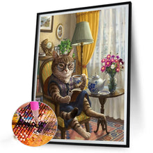 Load image into Gallery viewer, AB Diamond Painting - Full Round - cat reading book (40*50CM)
