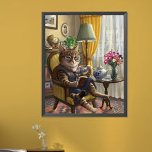 Load image into Gallery viewer, AB Diamond Painting - Full Round - cat reading book (40*50CM)
