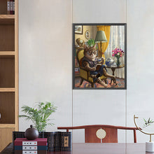 Load image into Gallery viewer, AB Diamond Painting - Full Round - cat reading book (40*50CM)
