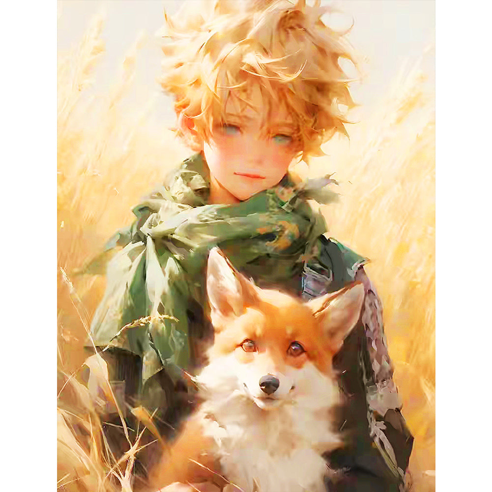 Diamond Painting - Full Round - The little prince and the fox straw field (50*60CM)