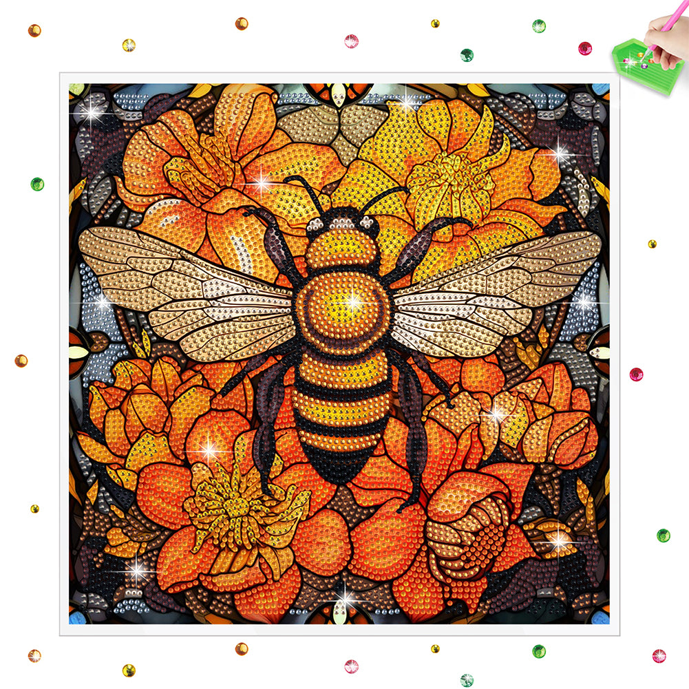 Diamond Painting Sticker Stained Glass Bee Diamonds Mosaic Stickers for Kid Gift