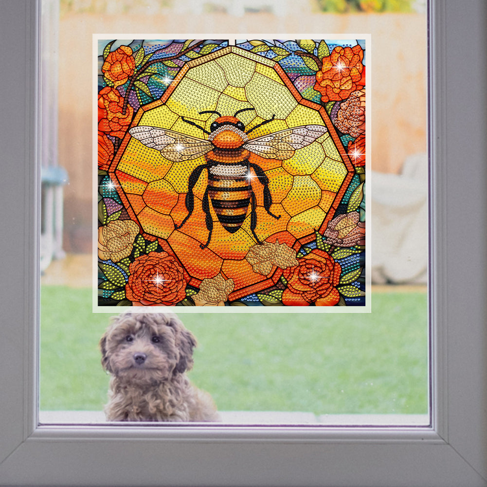 Diamond Painting Sticker Stained Glass Bee Diamonds Mosaic Stickers for Kid Gift
