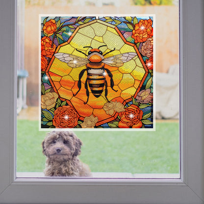 Diamond Painting Sticker Stained Glass Bee Diamonds Mosaic Stickers for Kid Gift