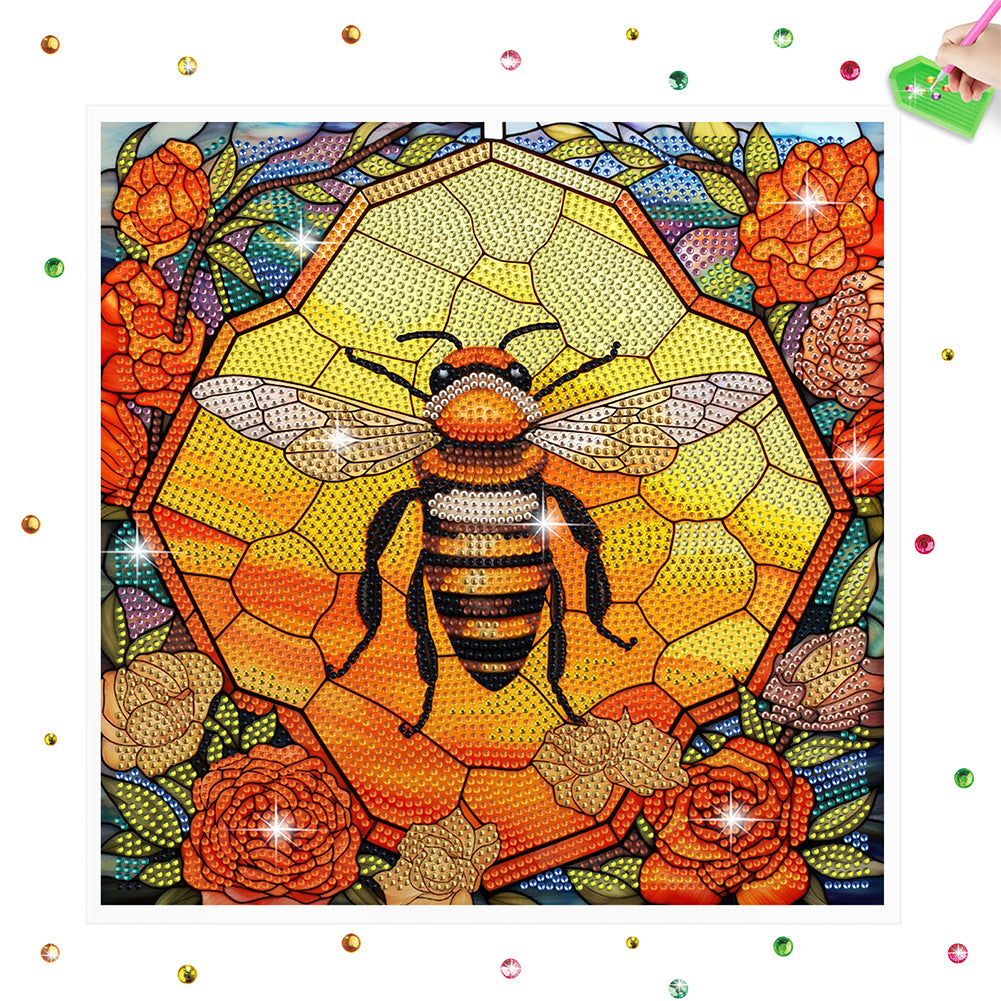 Diamond Painting Sticker Stained Glass Bee Diamonds Mosaic Stickers for Kid Gift