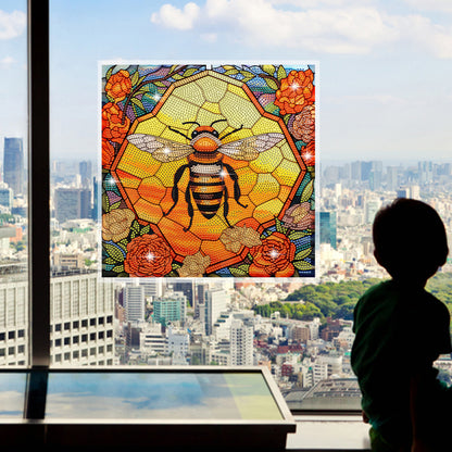 Diamond Painting Sticker Stained Glass Bee Diamonds Mosaic Stickers for Kid Gift