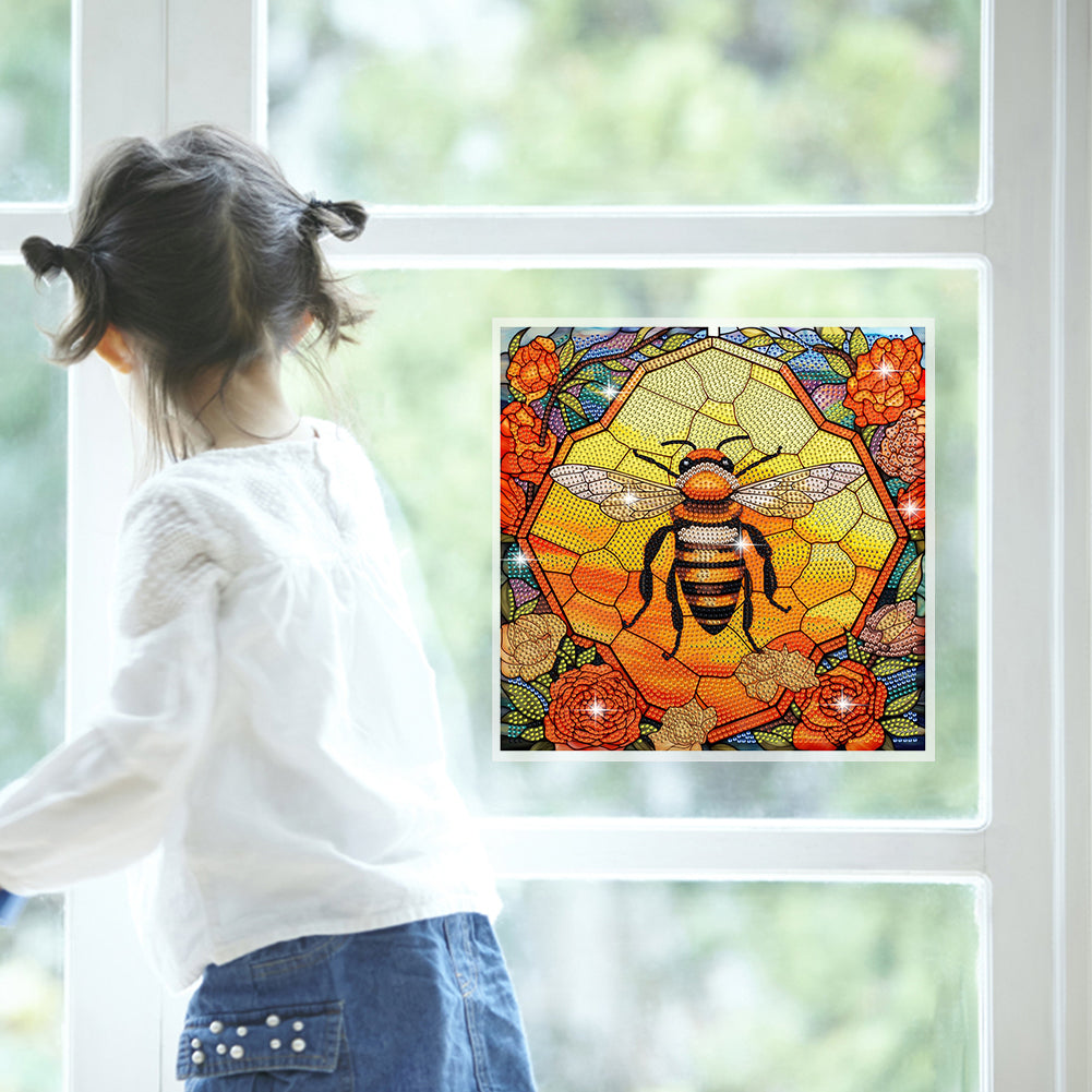 Diamond Painting Sticker Stained Glass Bee Diamonds Mosaic Stickers for Kid Gift