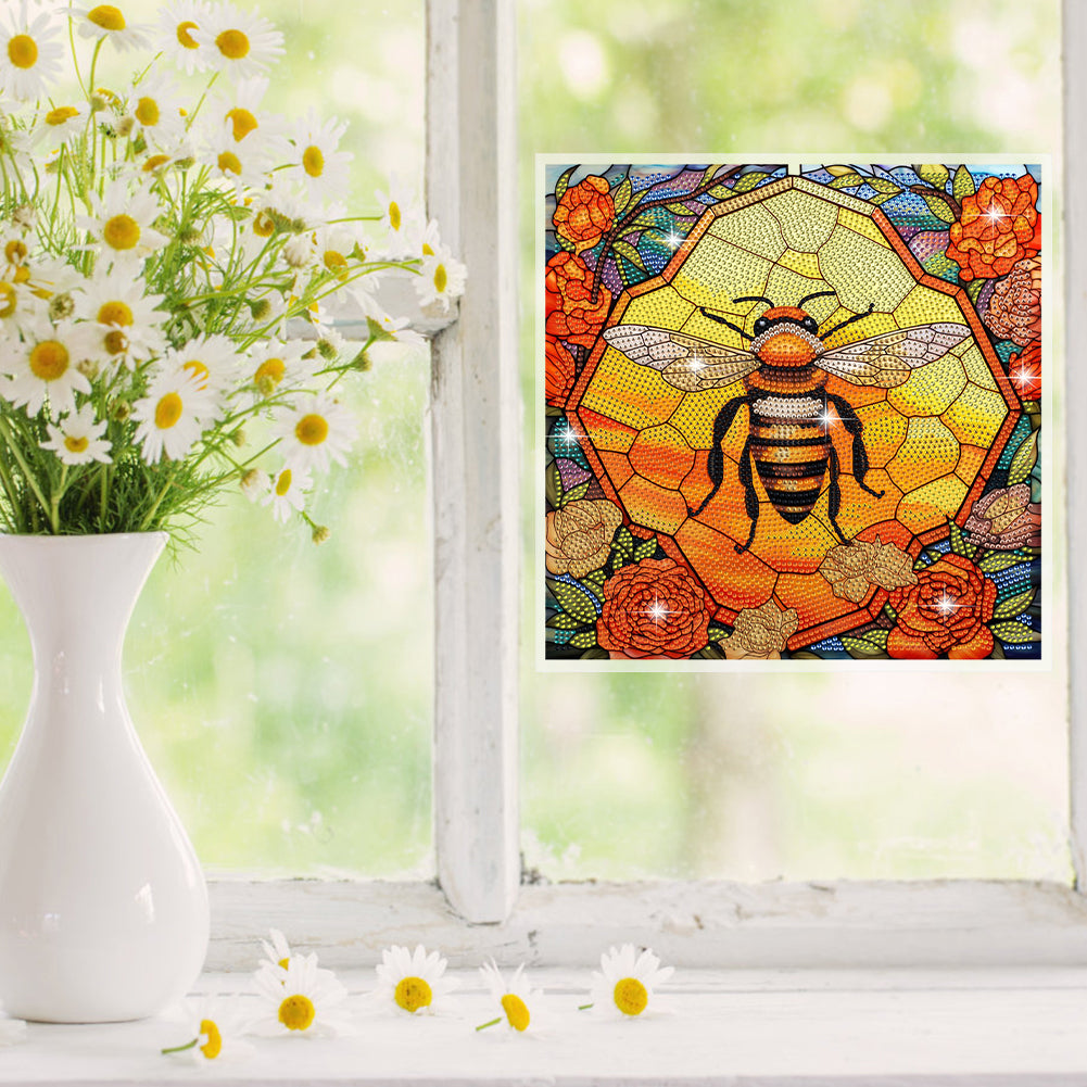 Diamond Painting Sticker Stained Glass Bee Diamonds Mosaic Stickers for Kid Gift