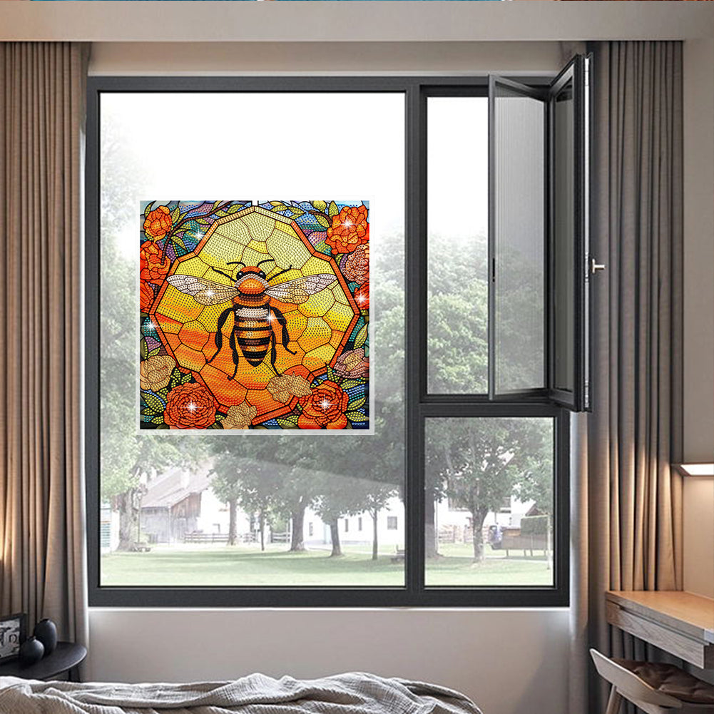 Diamond Painting Sticker Stained Glass Bee Diamonds Mosaic Stickers for Kid Gift