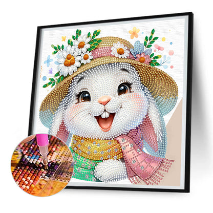 Diamond Painting - Partial Special Shaped - Little rabbit with flowers (30*30CM)
