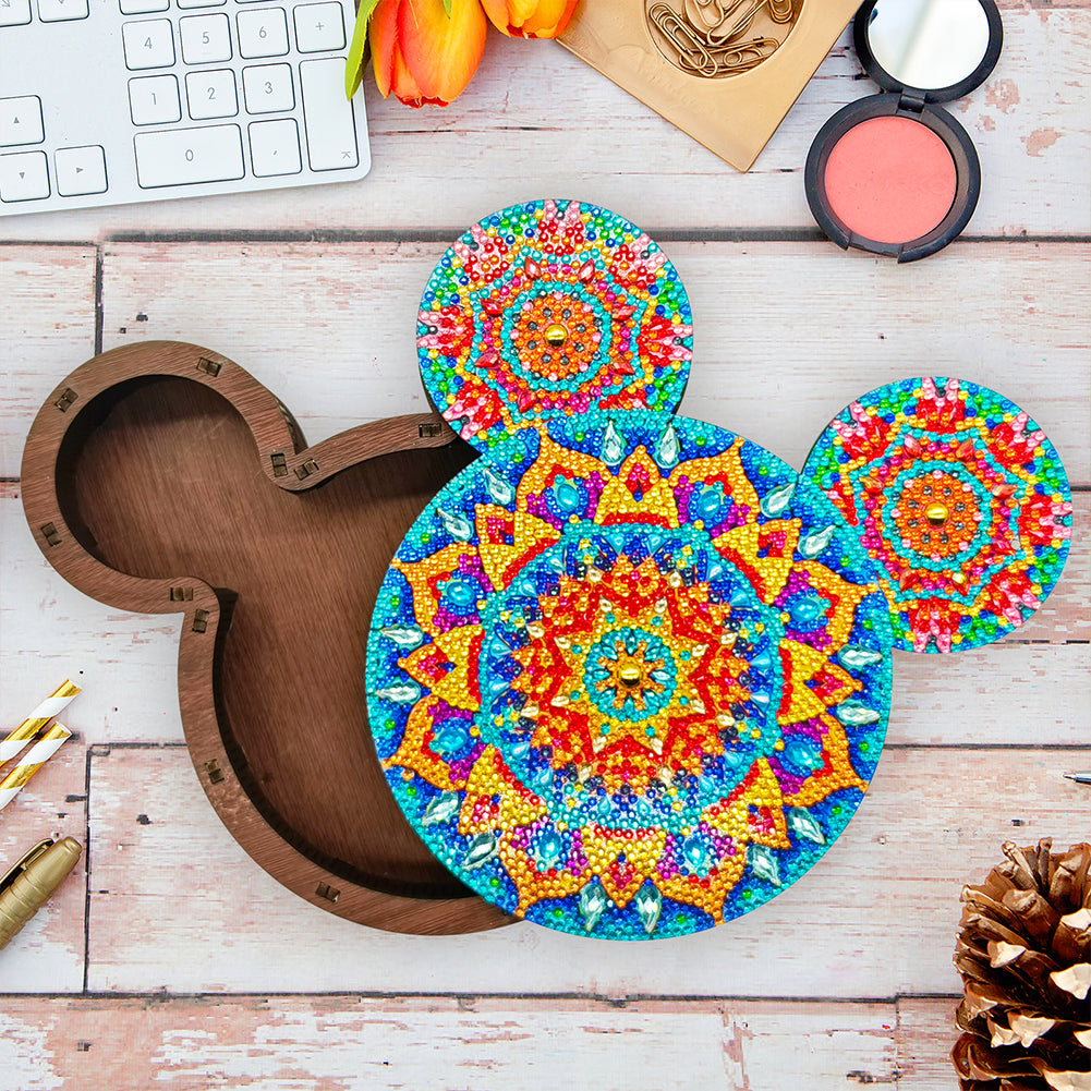 Wood DIY Diamond Painting Jewelry Organizer Box Kit for Adults Kids (Mandala)