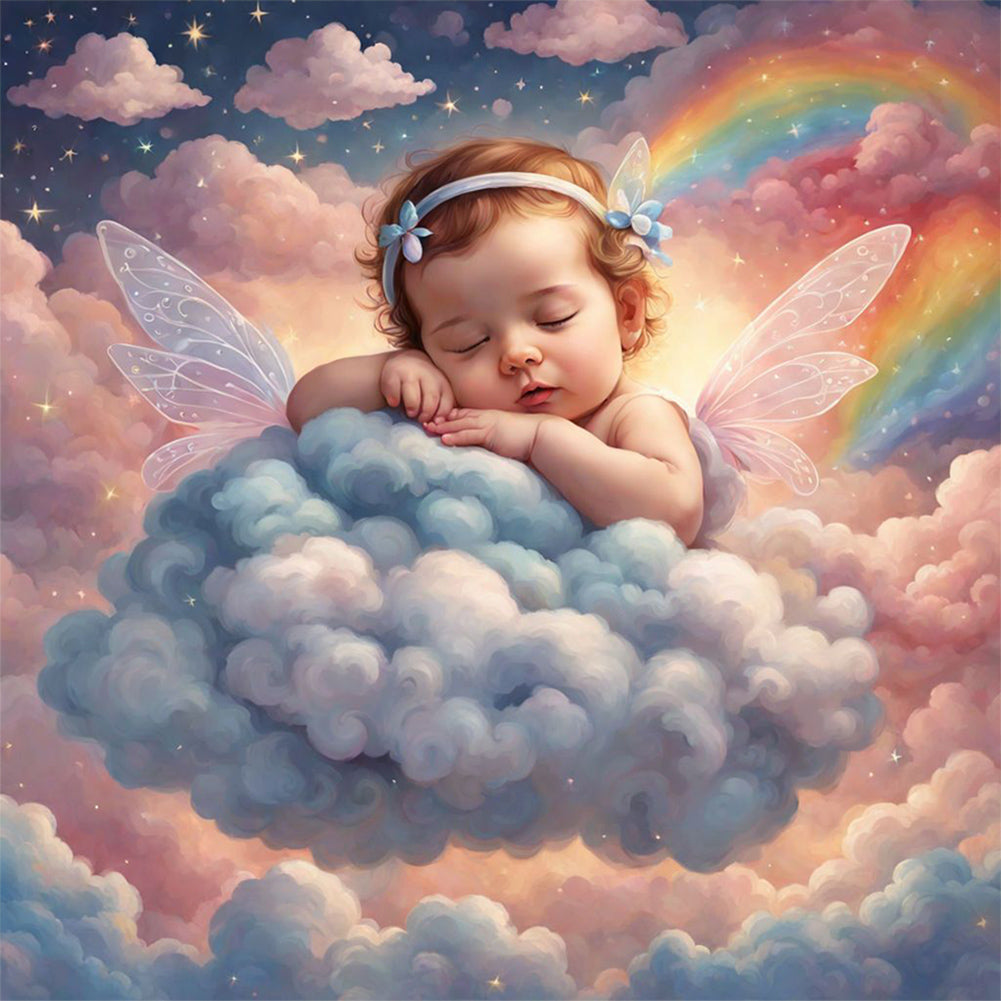 Diamond Painting - Full Round - sleeping angel child (30*30CM)