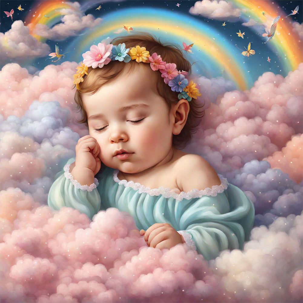 Diamond Painting - Full Round - sleeping angel child (30*30CM)
