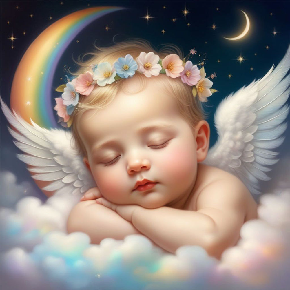 Diamond Painting - Full Round - sleeping angel child (30*30CM)