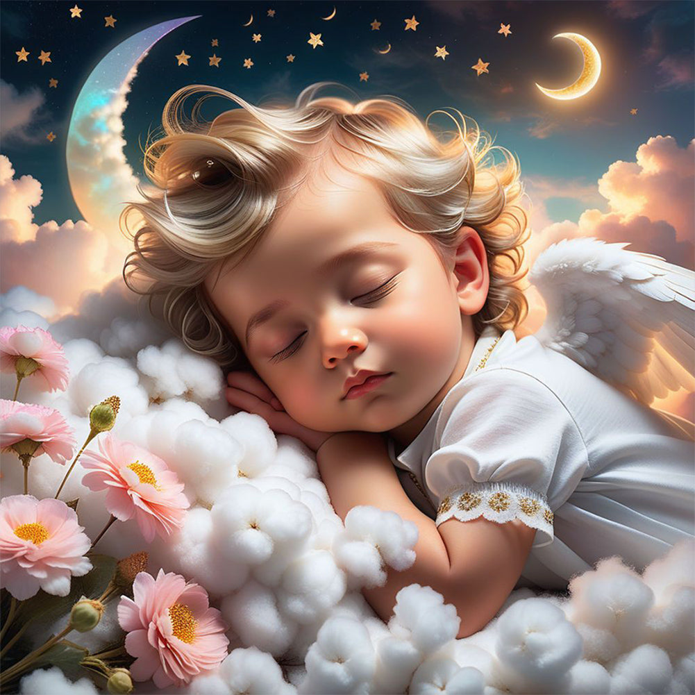 Diamond Painting - Full Round - sleeping angel child (30*30CM)
