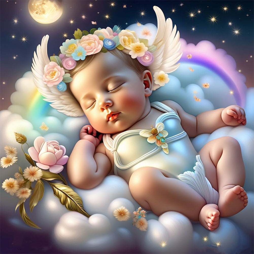 Diamond Painting - Full Round - sleeping angel child (30*30CM)