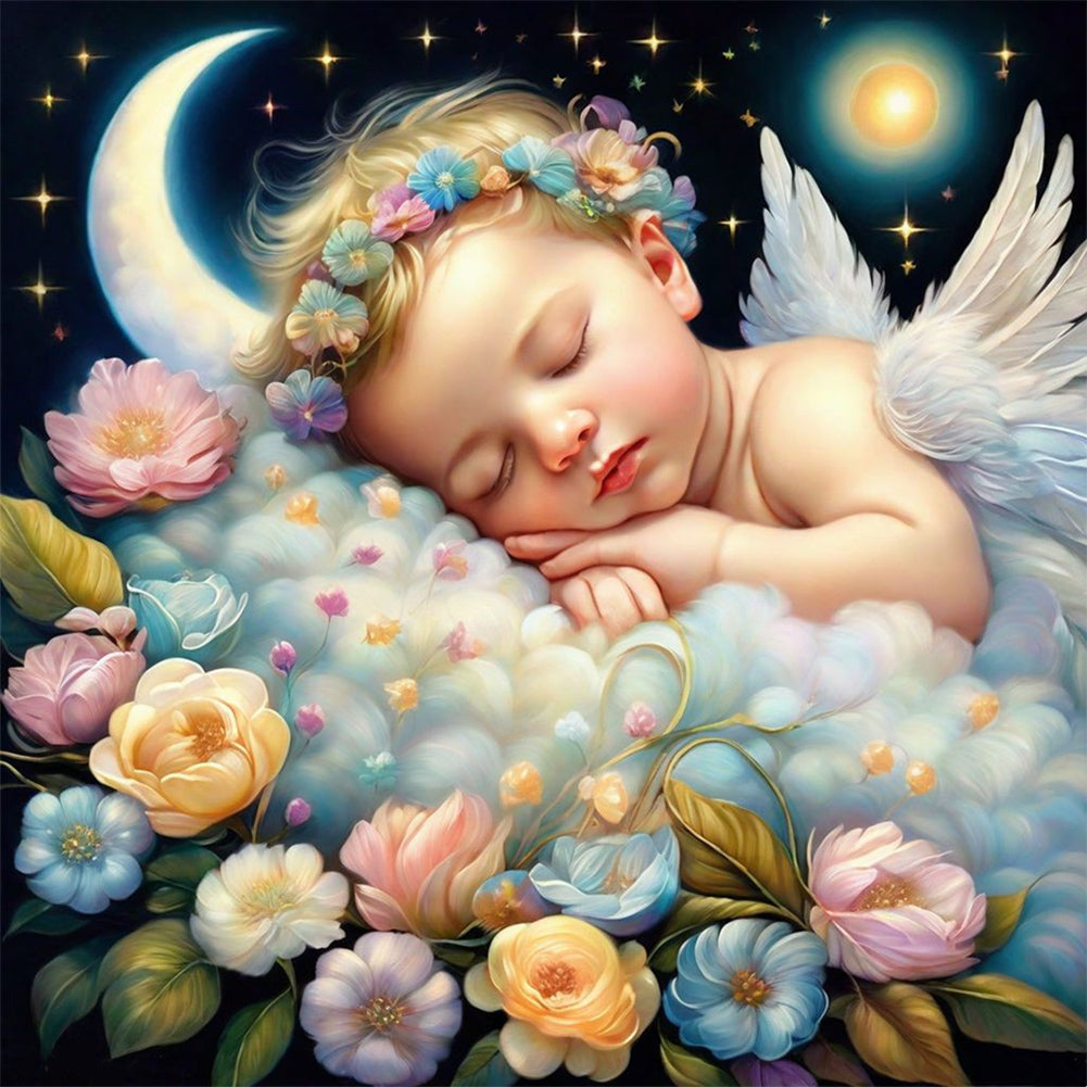Diamond Painting - Full Round - sleeping angel child (30*30CM)