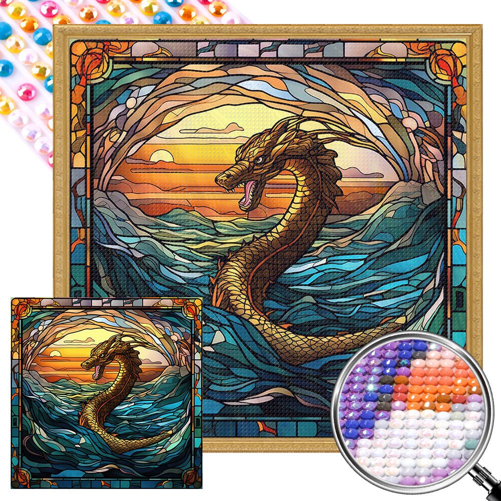 AB Diamond Painting - Full Round - dragon in mural (40*40CM)