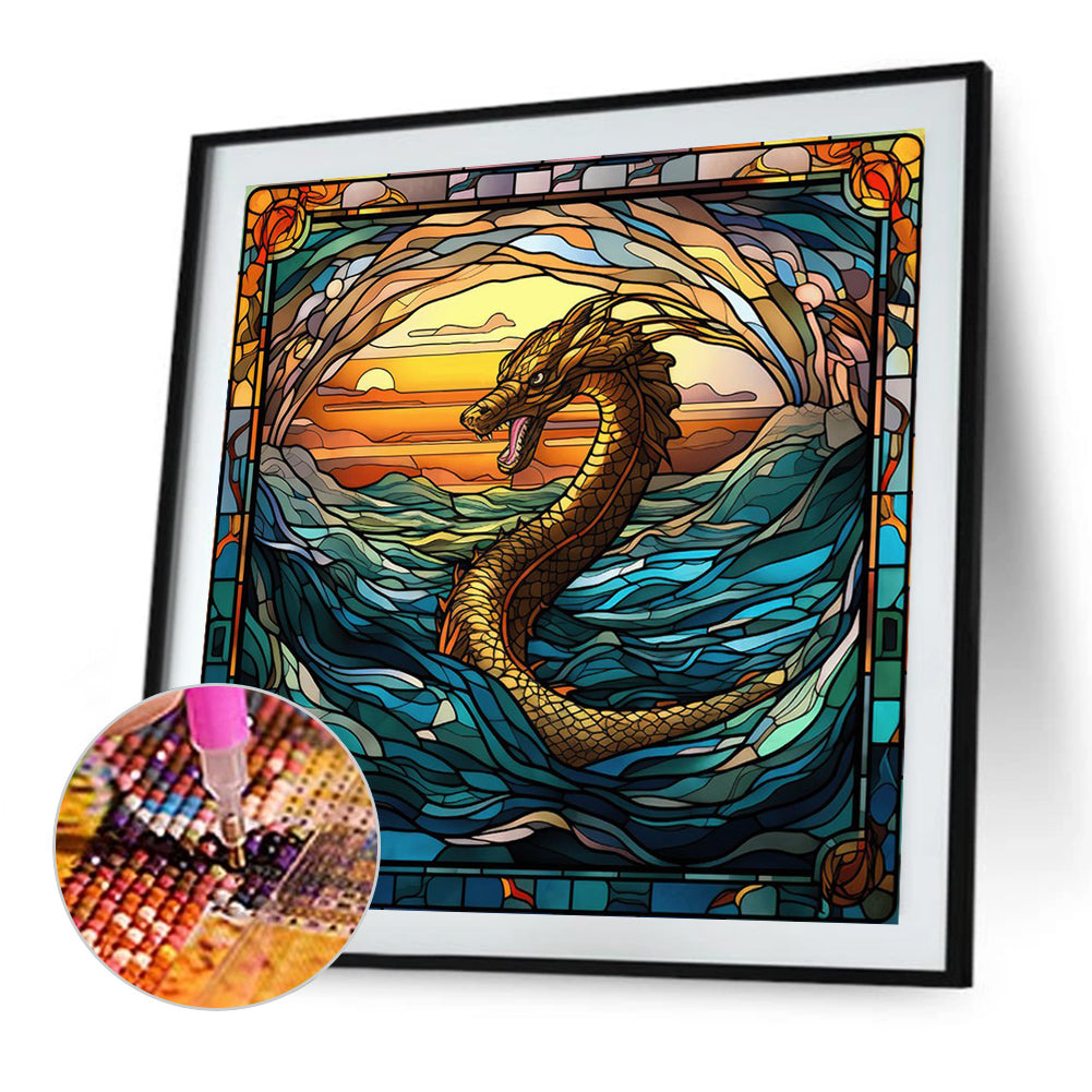 AB Diamond Painting - Full Round - dragon in mural (40*40CM)