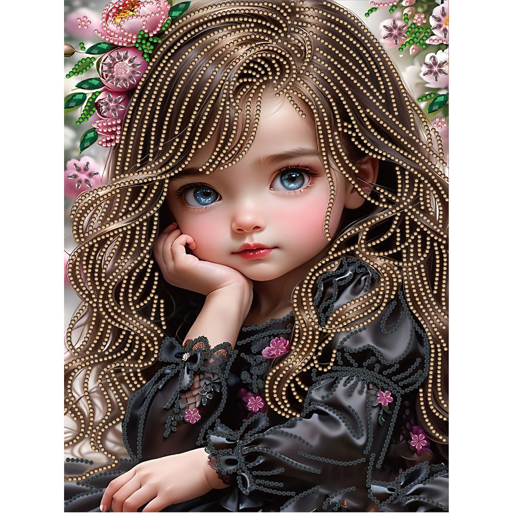 Diamond Painting - Partial Special Shaped - sweet cool girl (30*40CM)