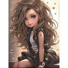 Load image into Gallery viewer, Diamond Painting - Partial Special Shaped - sweet cool girl (30*40CM)
