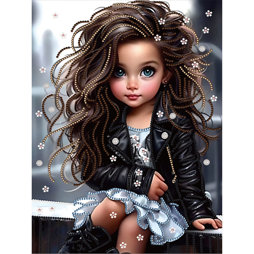 Diamond Painting - Partial Special Shaped - sweet cool girl (30*40CM)