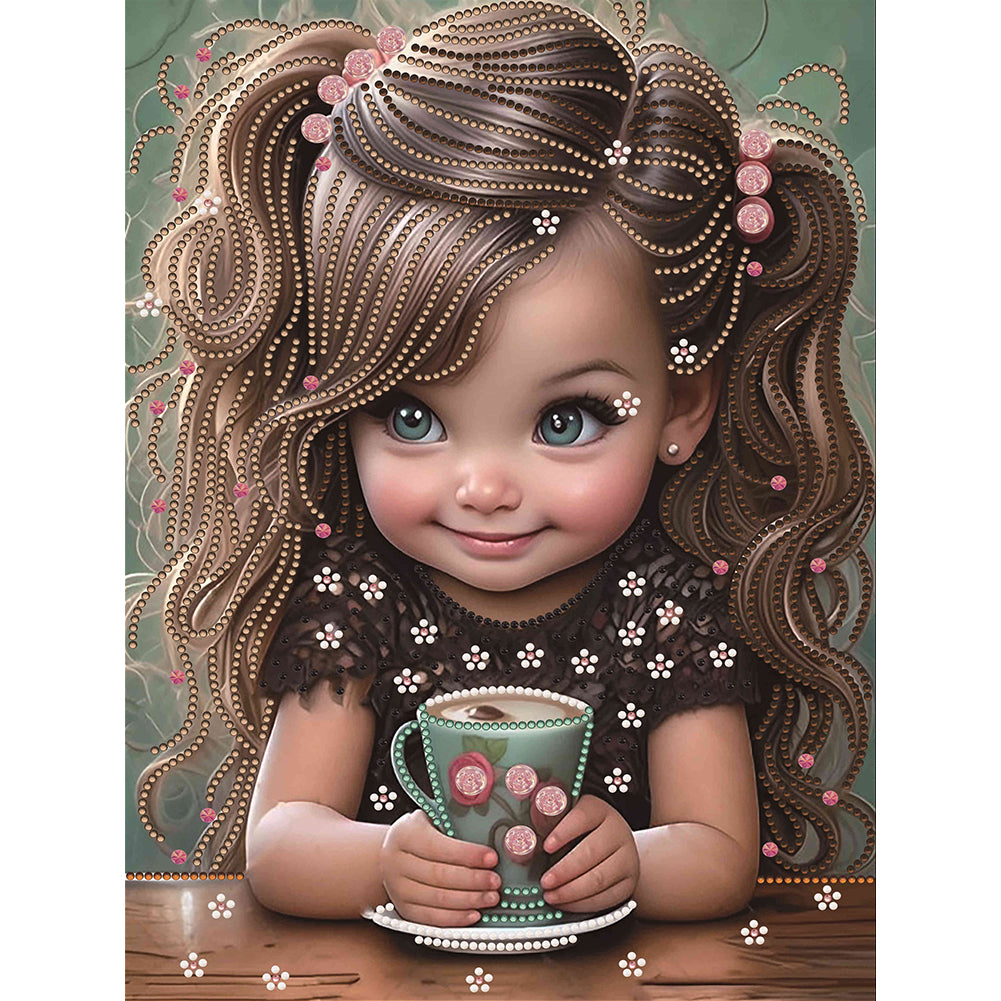 Diamond Painting - Partial Special Shaped - sweet cool girl (30*40CM)