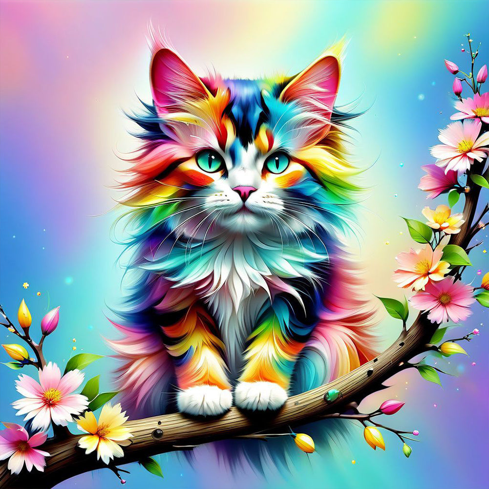 Diamond Painting - Full Round - colorful cat (30*30CM)