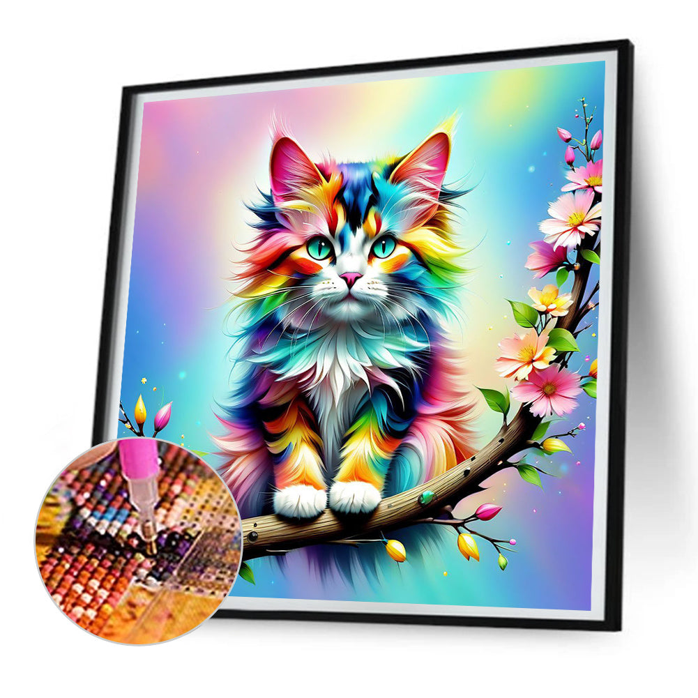 Diamond Painting - Full Round - colorful cat (30*30CM)