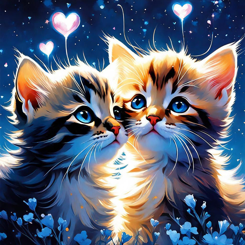 Diamond Painting - Full Round - two cats (30*30CM)