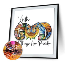 Load image into Gallery viewer, Diamond Painting - Partial Special Shaped - butterfly sunflower calligraphy and painting (30*30CM)
