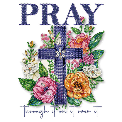 Diamond Painting - Partial Special Shaped - flowers cross calligraphy and painting (30*30CM)