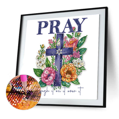 Diamond Painting - Partial Special Shaped - flowers cross calligraphy and painting (30*30CM)