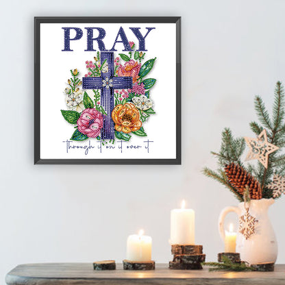 Diamond Painting - Partial Special Shaped - flowers cross calligraphy and painting (30*30CM)