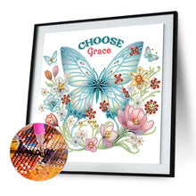 Load image into Gallery viewer, Diamond Painting - Partial Special Shaped - butterfly flower calligraphy and painting (30*30CM)
