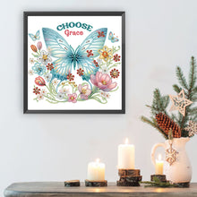 Load image into Gallery viewer, Diamond Painting - Partial Special Shaped - butterfly flower calligraphy and painting (30*30CM)
