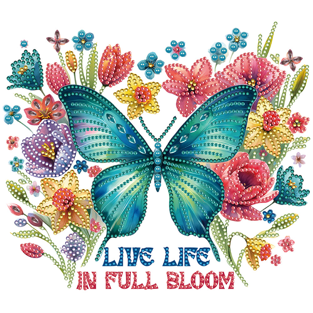 Diamond Painting - Partial Special Shaped - butterfly flowers calligraphy and painting (30*30CM)