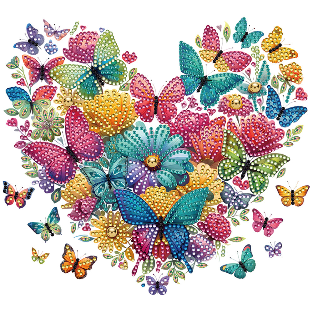 Diamond Painting - Partial Special Shaped - butterfly love calligraphy and painting (30*30CM)