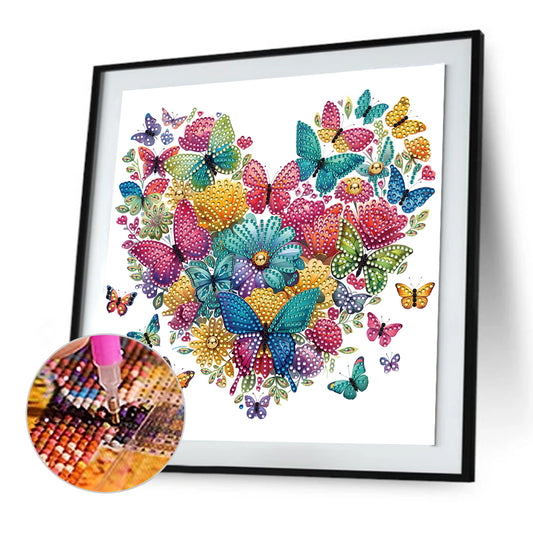 Diamond Painting - Partial Special Shaped - butterfly love calligraphy and painting (30*30CM)