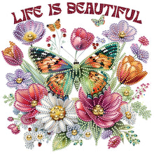 Load image into Gallery viewer, Diamond Painting - Partial Special Shaped - butterfly flower calligraphy and painting (30*30CM)

