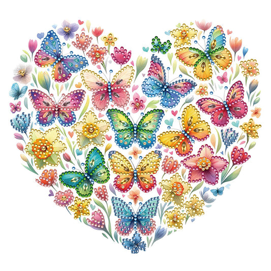 Diamond Painting - Partial Special Shaped - butterfly love calligraphy and painting (30*30CM)