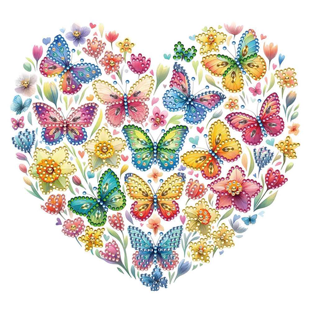 Diamond Painting - Partial Special Shaped - butterfly love calligraphy and painting (30*30CM)