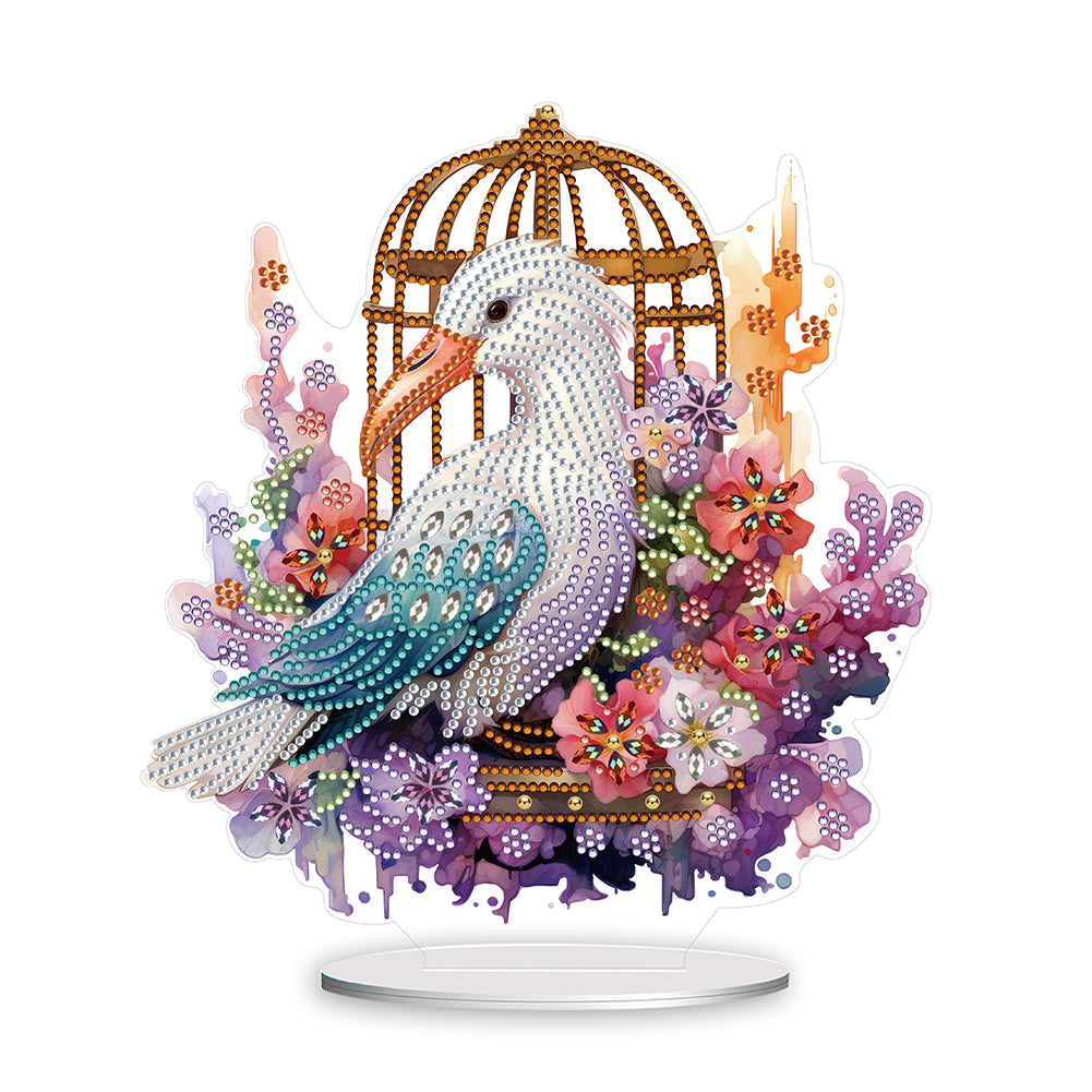 Acrylic Flamingo Cage Diamond Painting Desktop Decor for Office Desktop Decor