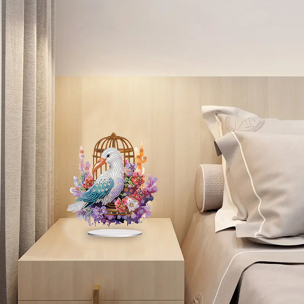 Acrylic Flamingo Cage Diamond Painting Desktop Decor for Office Desktop Decor