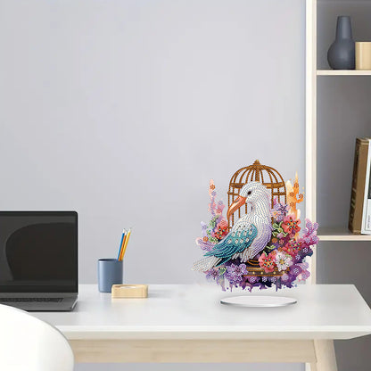 Acrylic Flamingo Cage Diamond Painting Desktop Decor for Office Desktop Decor