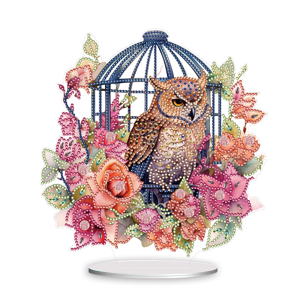 Acrylic Flamingo Cage Diamond Painting Desktop Decor for Office Desktop Decor