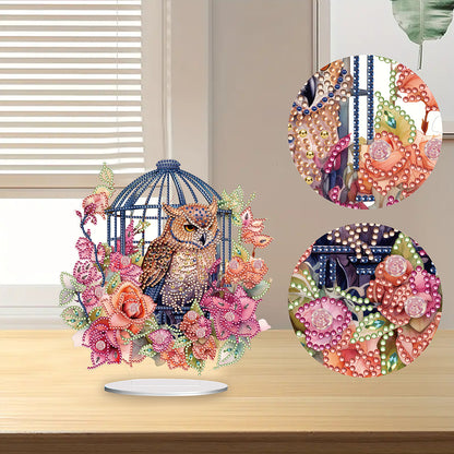 Acrylic Flamingo Cage Diamond Painting Desktop Decor for Office Desktop Decor