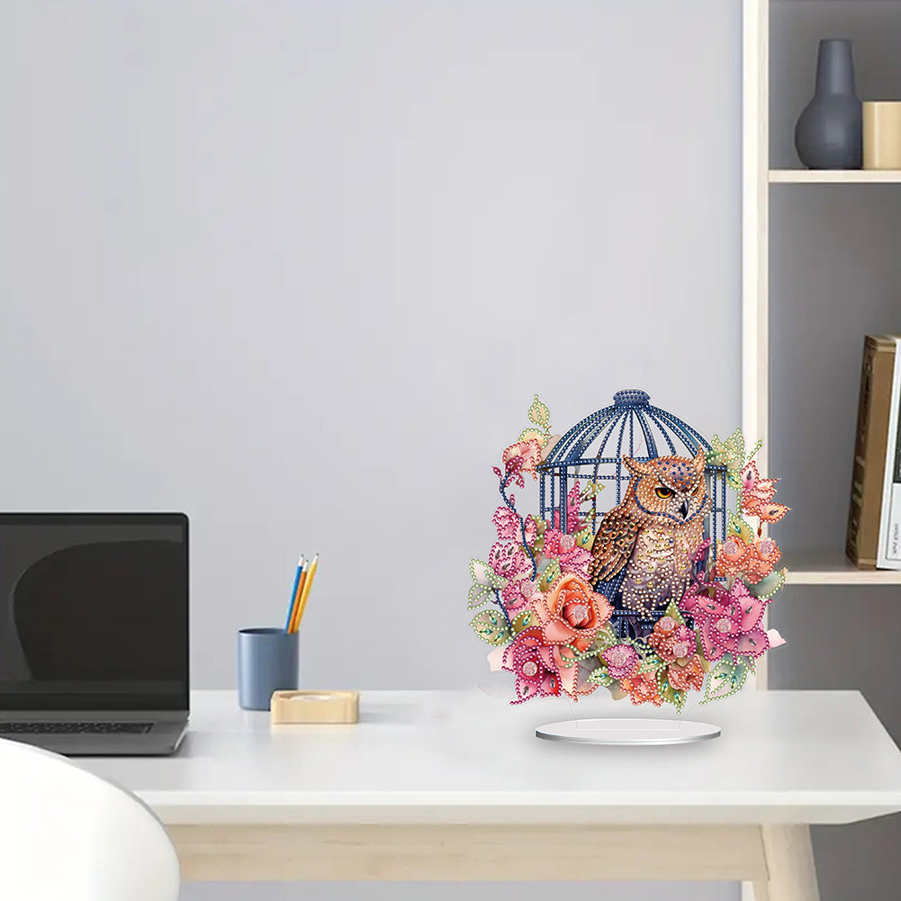 Acrylic Flamingo Cage Diamond Painting Desktop Decor for Office Desktop Decor