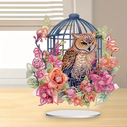 Acrylic Flamingo Cage Diamond Painting Desktop Decor for Office Desktop Decor