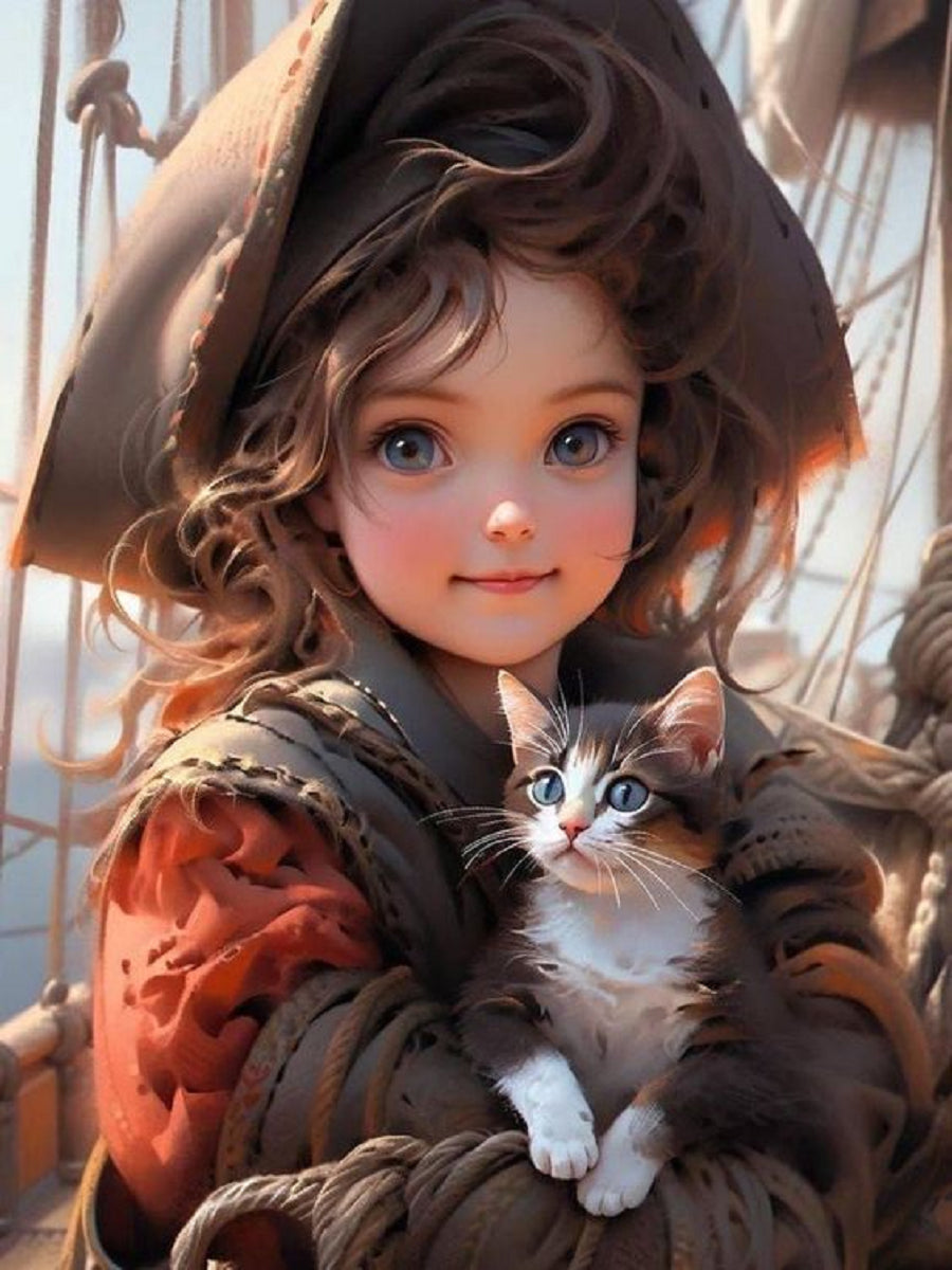 Diamond Painting - Full Round - cute pet girl (30*40CM)