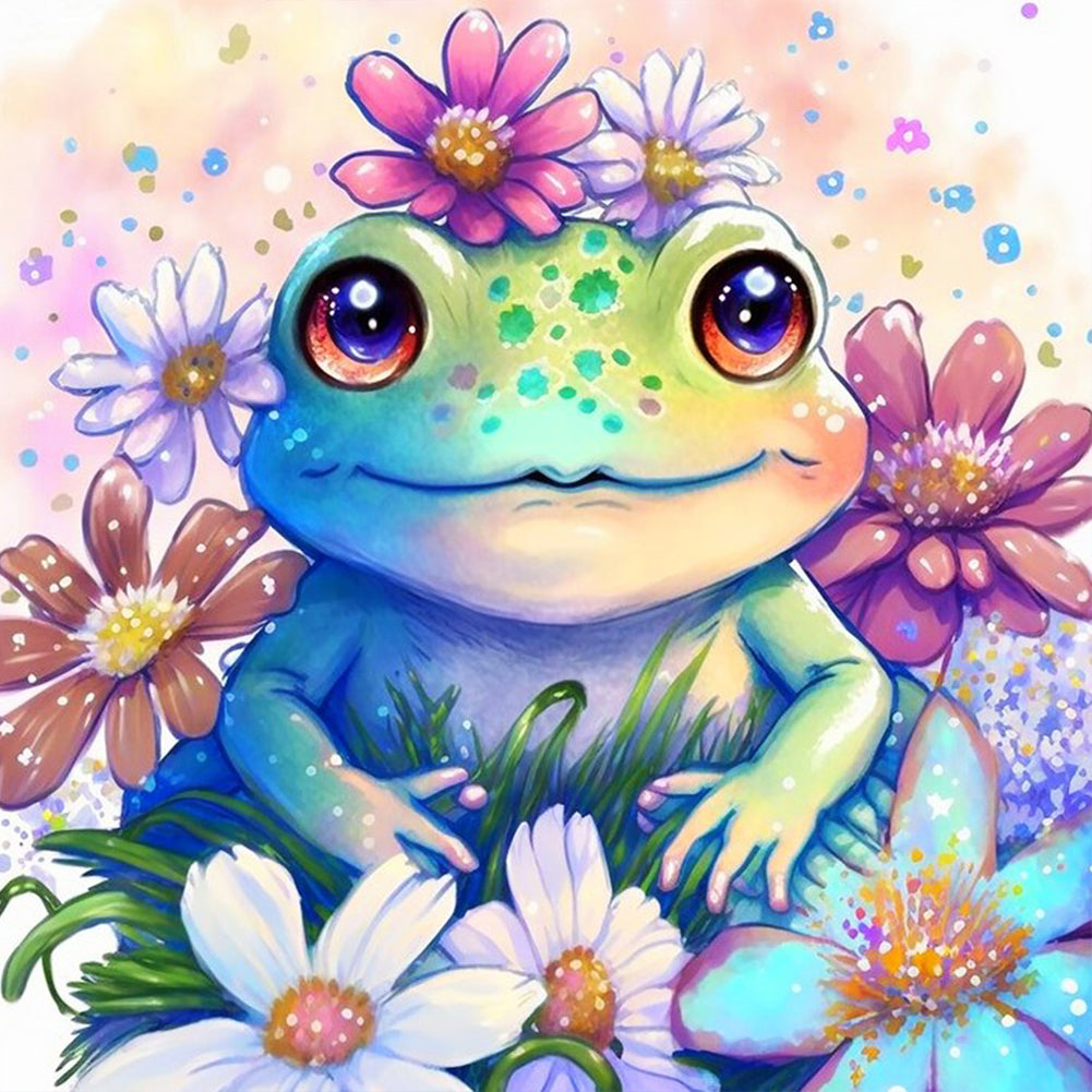 Diamond Painting - Full Round - flower and frog (30*30CM)
